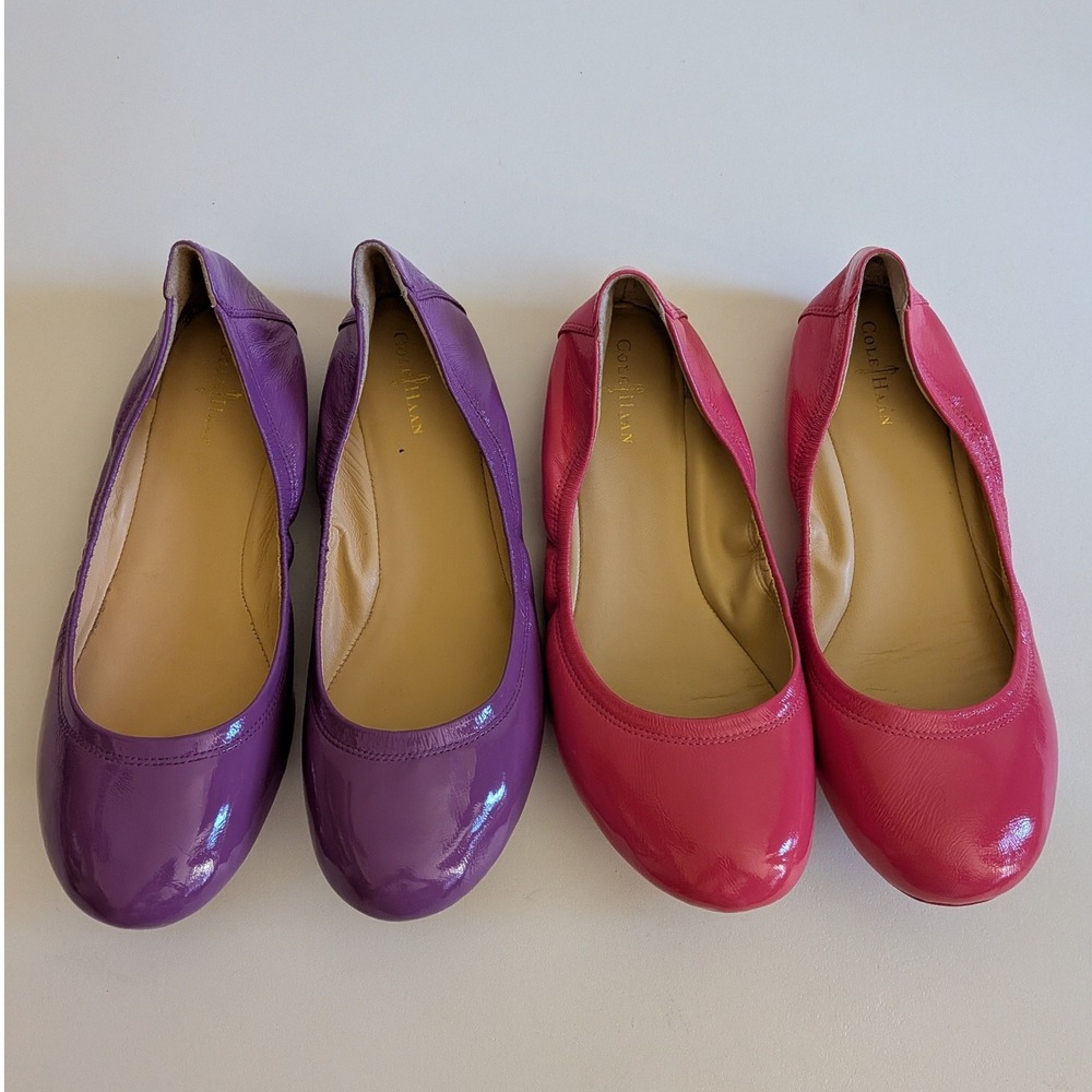 Cole Haan Manhattan Patent Leather Ballet Flats Bundle Purple Pink 8B D39993